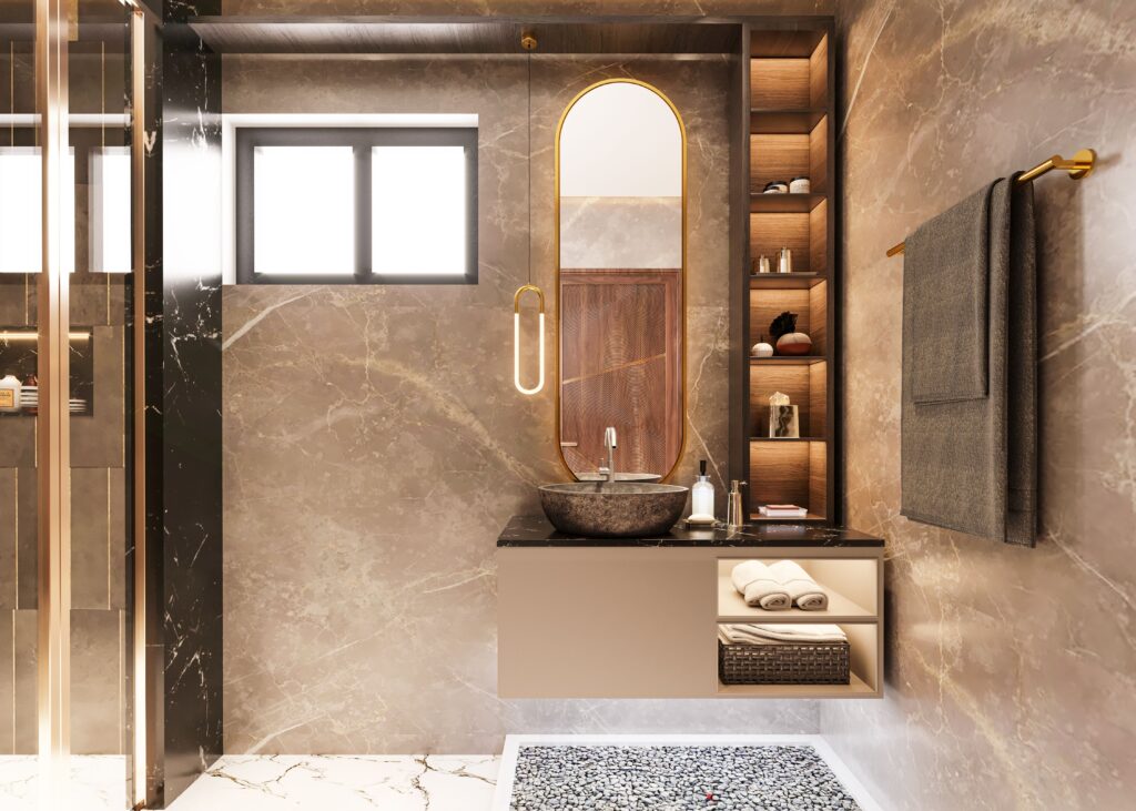 A relaxing warm shower setup to lower body temperature for sleep